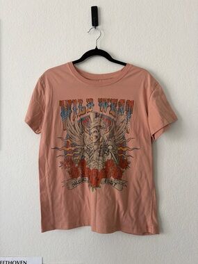 Goodie Two Sleeves Wild West Music Fest Graphic Tee Blush Pink Skeleton Roses L